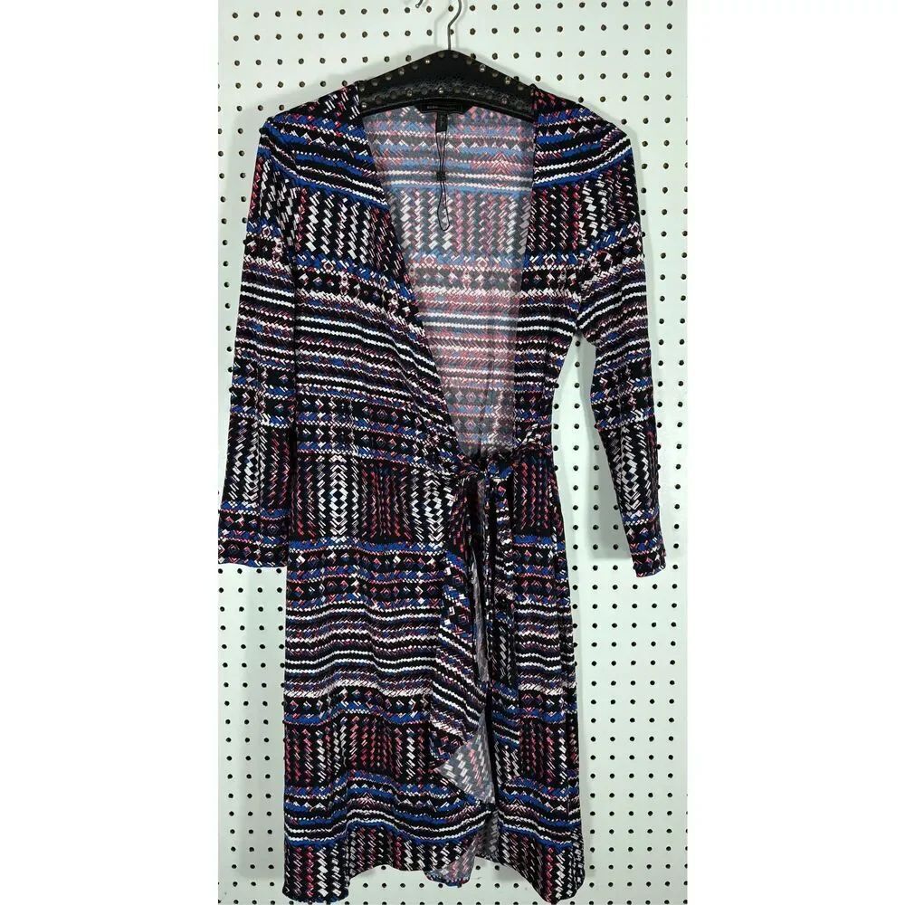 BCBGMaxAzria Adele Wrap Dress Larkspur Pattern Multicolor Size M